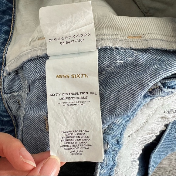 High Waisted Miss Sixty Destroyed Jeans with Angel Wings Pattern - Picture 7 of 12